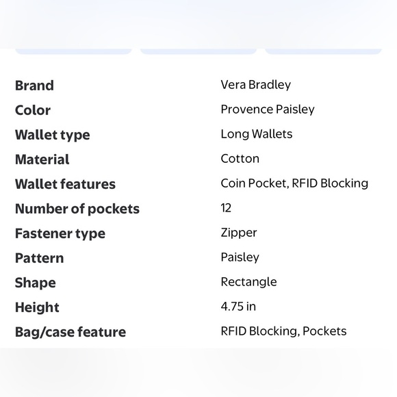 Vera Bradley RFID Turnlock Wallet in Provence Paisley - Picture 9 of 9